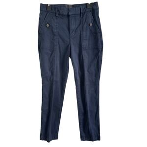 WHBM Pret-a-Jet Pants High Rise Slim Ankle Pants Navy Blue 4 pocket button snap